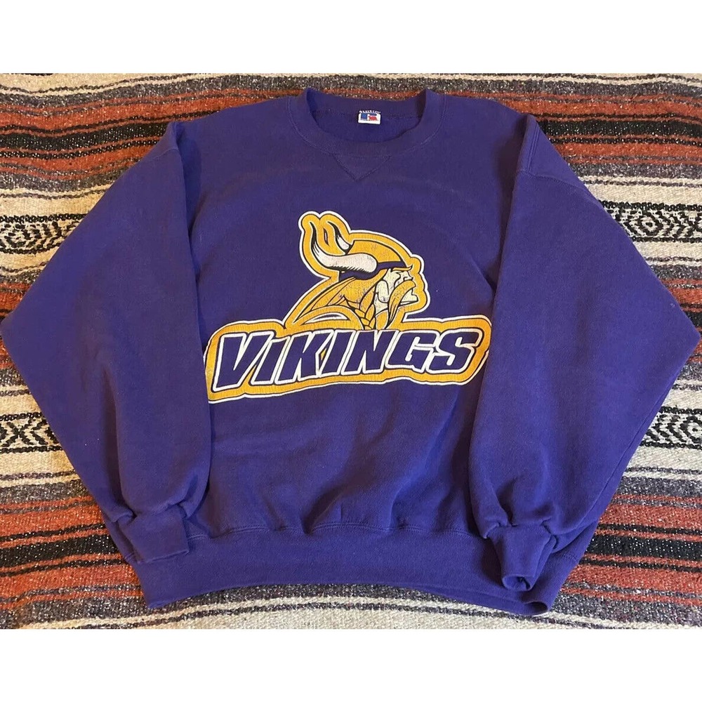 Vintage Minnesota Vikings Crewneck Sweatshirt Russel Athletics Made In USA, XXL